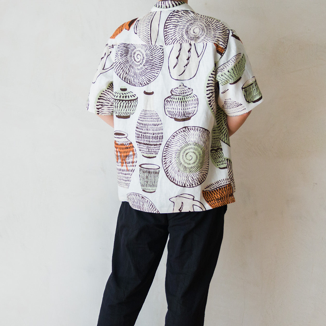 gochisou × TANSU-半袖オープンカラーシャツ-小鹿田焼