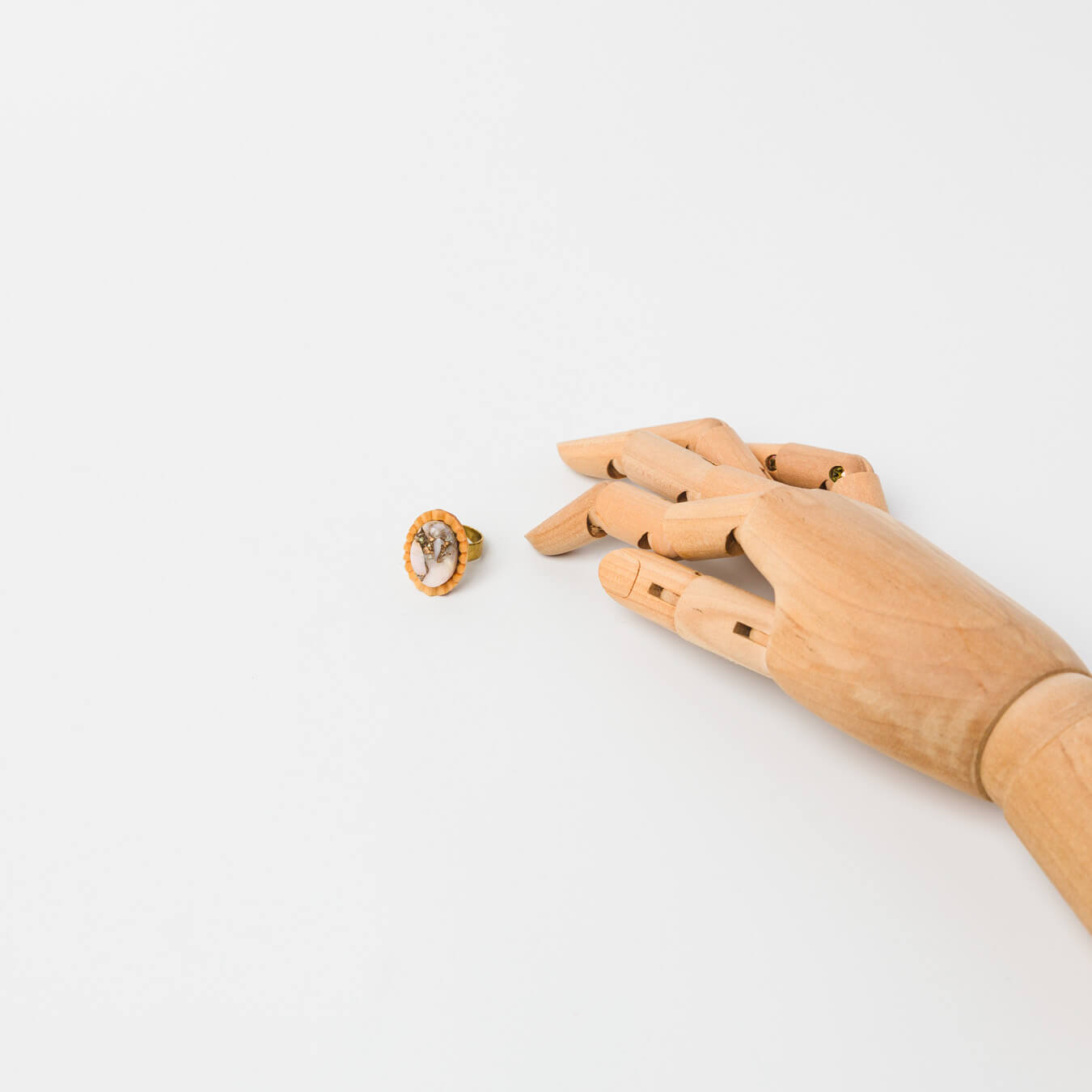 kitona-リング -プリーツ (L)-コッパーピンクオパール