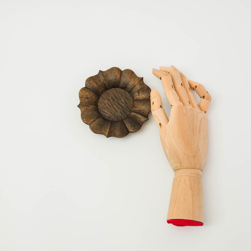 フナハシトモハル-花茶托A-φ110-山桜墨染め