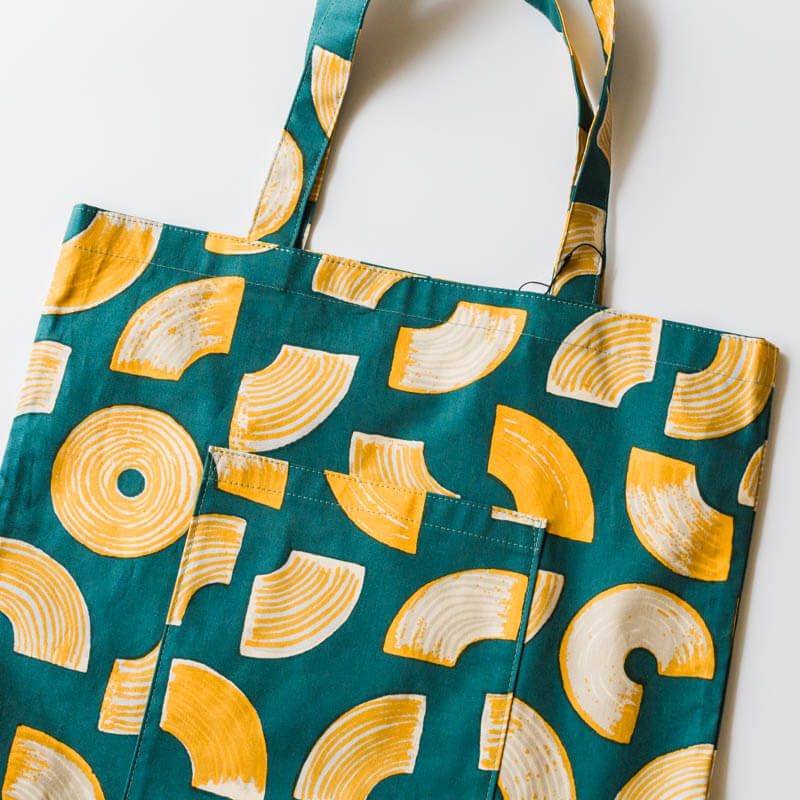 gochisou-Square tote bag-Baumkuchen-green/blue/gray