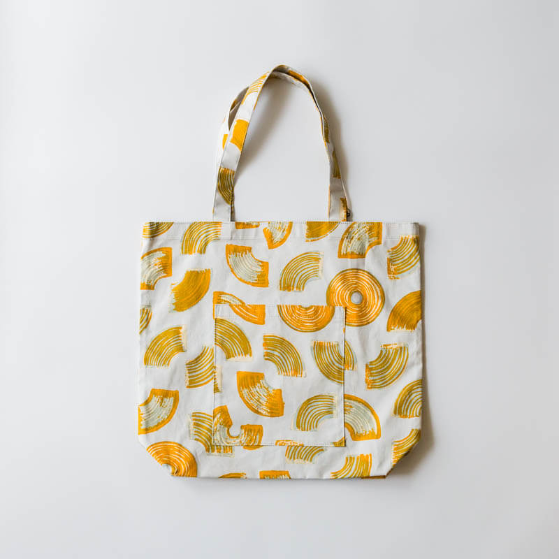gochisou-Square tote bag-Baumkuchen-green/blue/gray