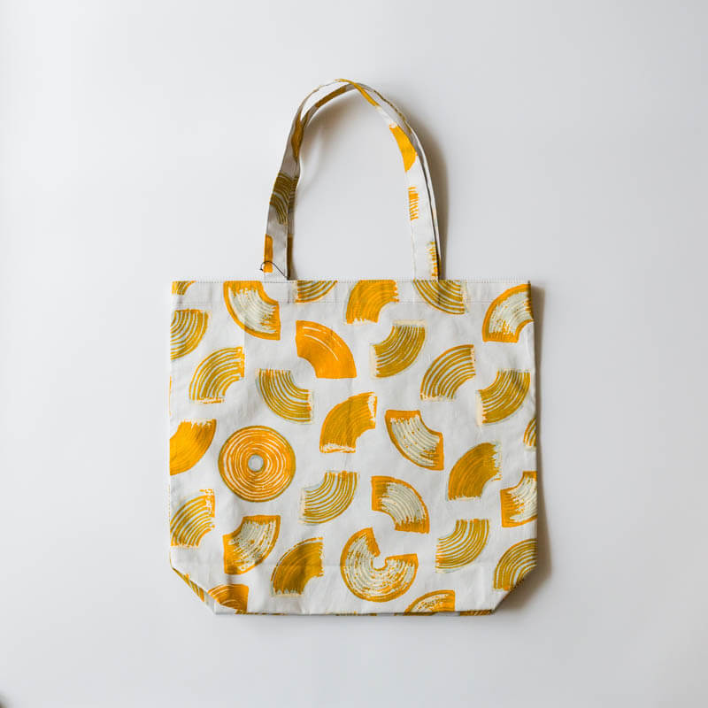 gochisou-Square tote bag-Baumkuchen-green/blue/gray