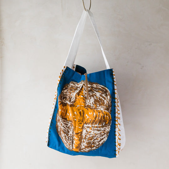 gochisou-Shopping shoulder bag-カンパーニュ-blue