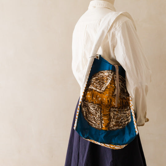 gochisou-Shopping shoulder bag-カンパーニュ-blue
