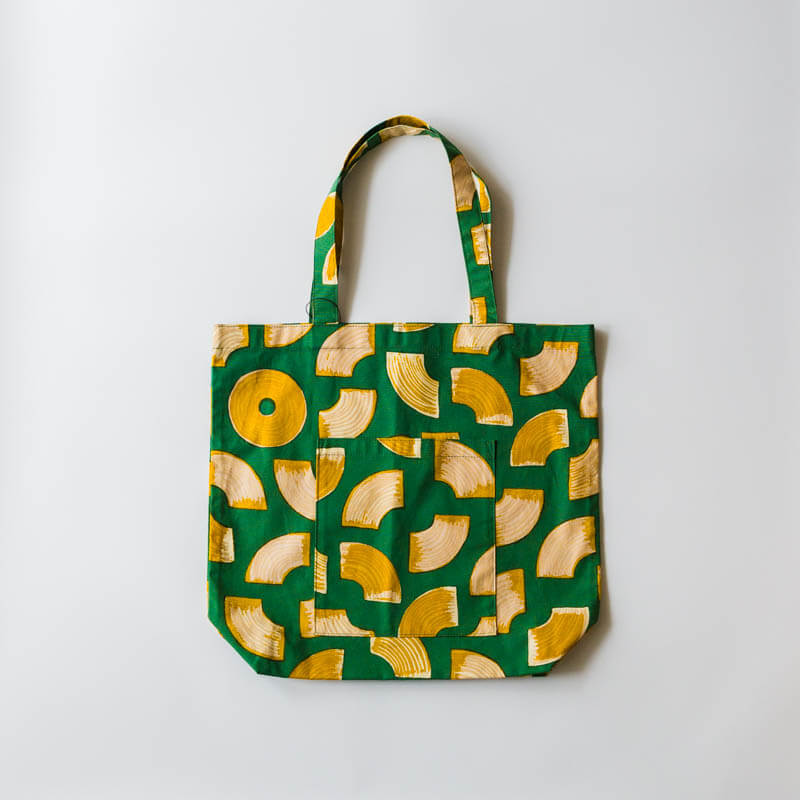 gochisou-Square tote bag-Baumkuchen-green