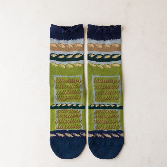 gochisou-Socks-baguette-blue green