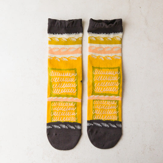 gochisou-Socks-baguette-yellow