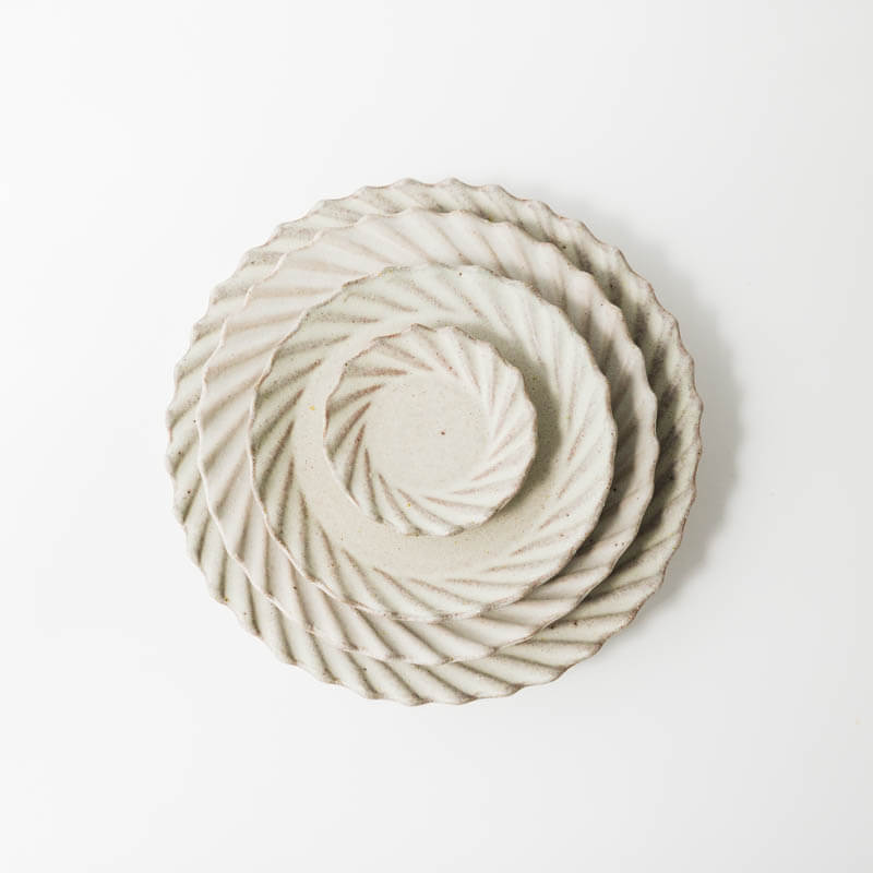 Ivy Pottery 山下智子-リム皿-flowy-L-白