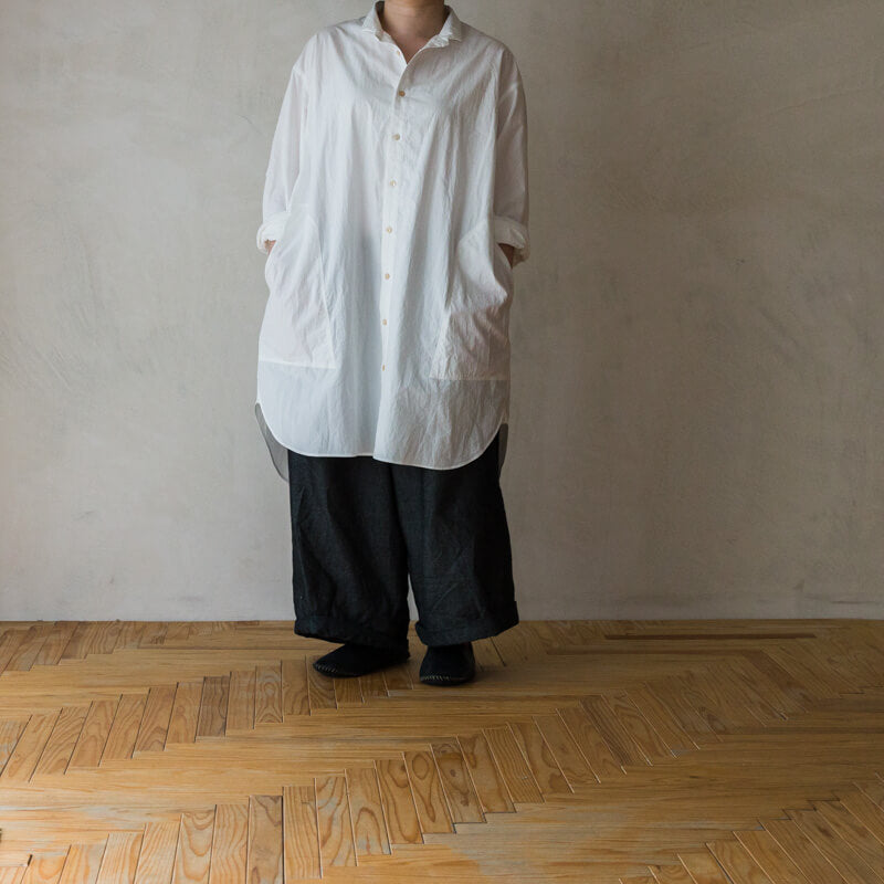 TANSU-Slit Hole Middle Shirt-スリットホールシャツ-ミドル丈-タイニーカラー