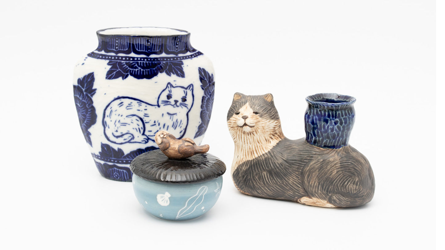 独創的な陶器オブジェ※3/21出品終了【一点物】【インテリア】 おもしろい造形の花器たち。そのままオブジェとしても存在感があります
