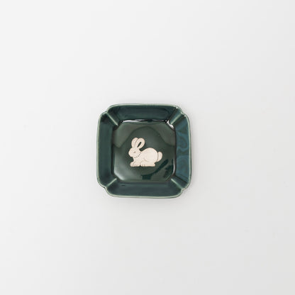 竹村聡子-銀獣豆皿「ウサギ-濃色」