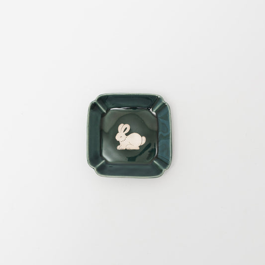 竹村聡子-銀獣豆皿「ウサギ-濃色」