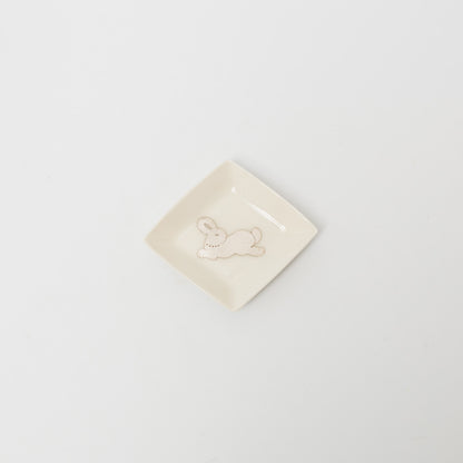 竹村聡子-銀獣豆皿「うさぎ-白」-1