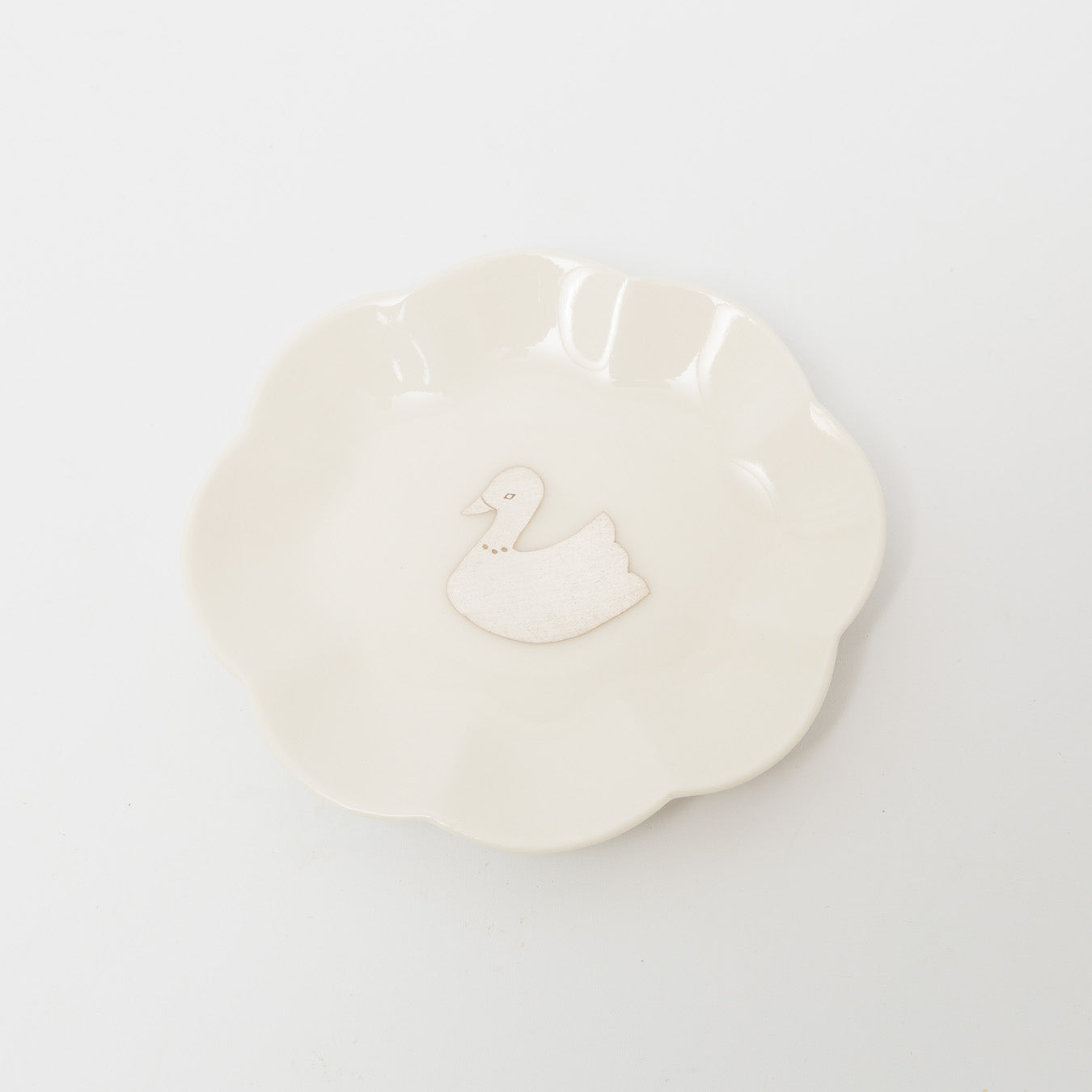 竹村聡子-銀獣豆皿「スワン-白」
