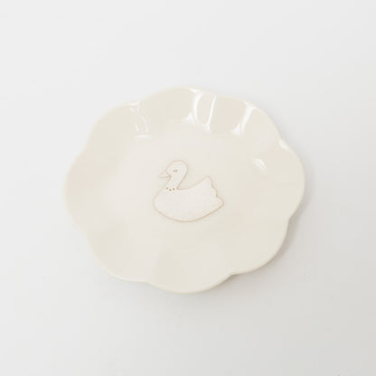 竹村聡子-銀獣豆皿「スワン-白」