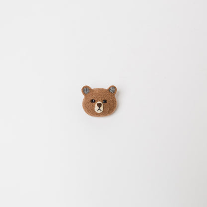 ヒツジフエルト縮絨室-顔ブローチ-1