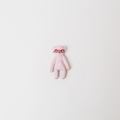ワタナベレイコ-クマブローチ「メガネ」-5