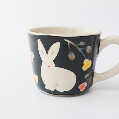 はるな陶芸工房-マグカップ-うさぎの花うた