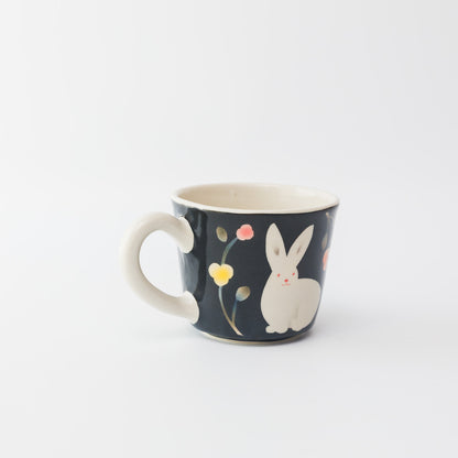 はるな陶芸工房-マグカップ-うさぎの花うた