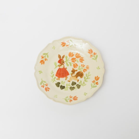 文鳥舎-花リム皿7寸-A