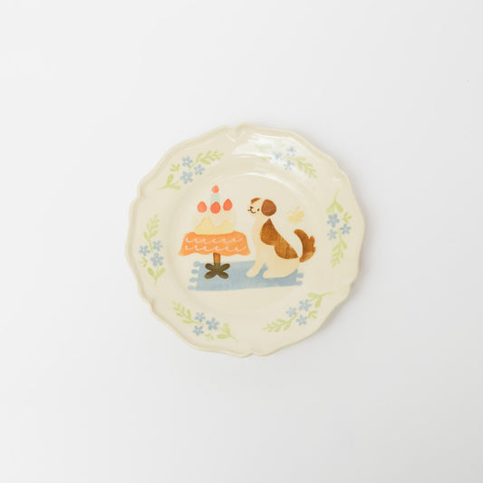 文鳥舎-花リム皿6寸