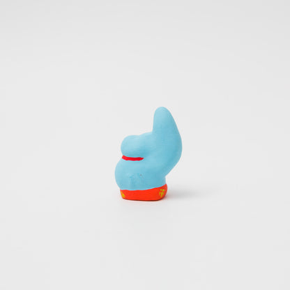 habotan-土人形「ブルー招き猫」