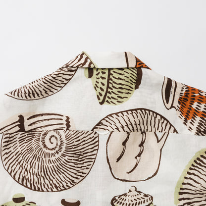 TANSU-半袖オープンカラーシャツ-gochisou textile “小鹿田焼”