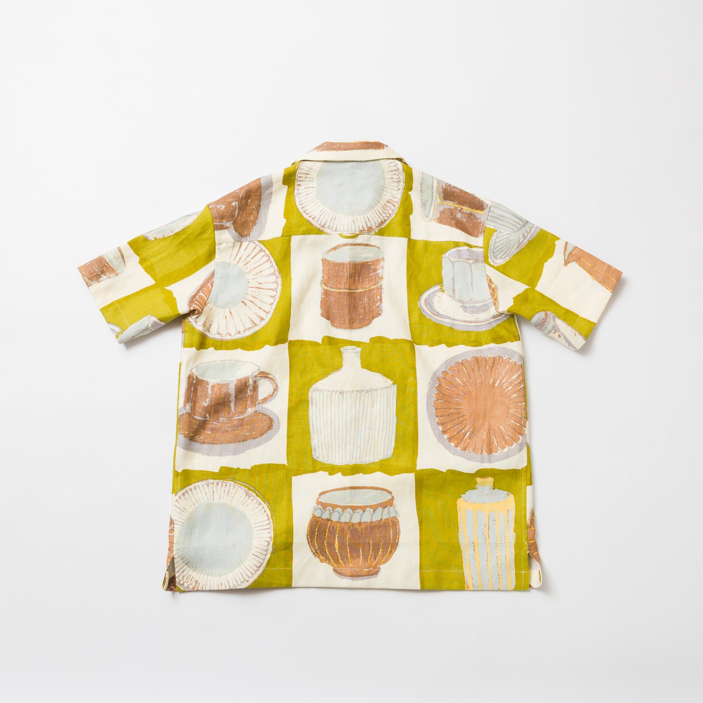 TANSU-半袖オープンカラーシャツ-gochisou textile “丹波立杭焼"