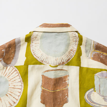 TANSU-半袖オープンカラーシャツ-gochisou textile “丹波立杭焼"