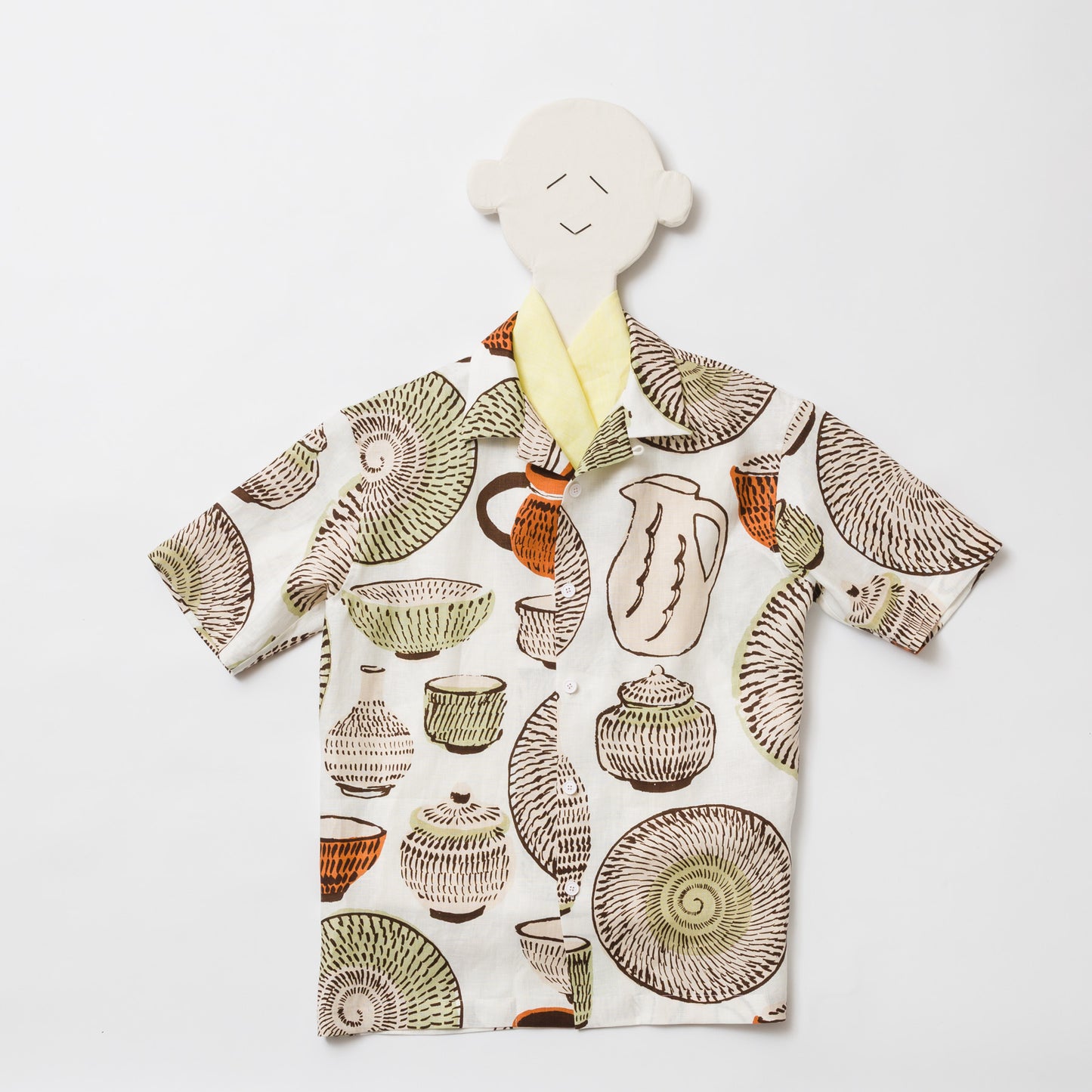 TANSU-半袖オープンカラーシャツ-gochisou textile “小鹿田焼”