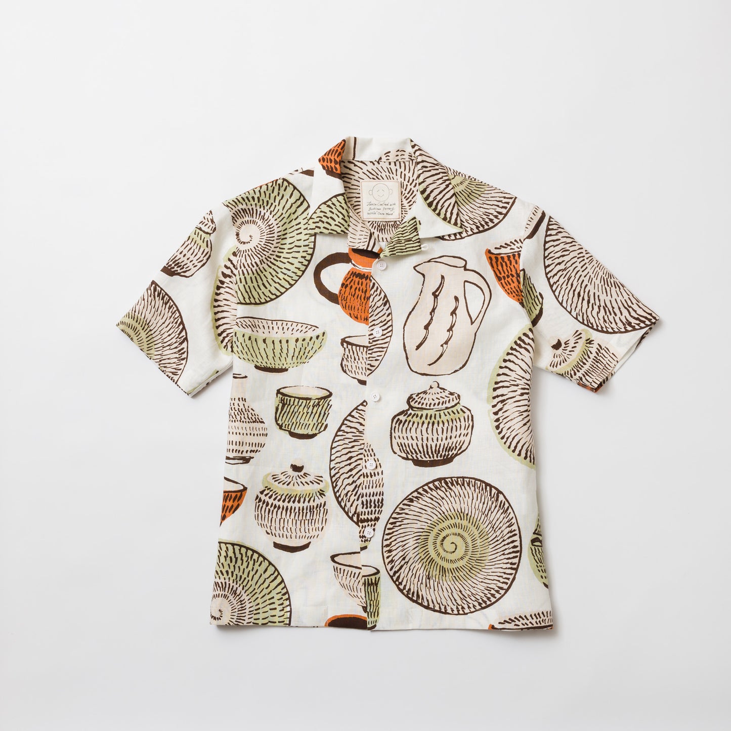 TANSU-半袖オープンカラーシャツ-gochisou textile “小鹿田焼”