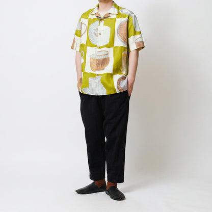 TANSU-半袖オープンカラーシャツ-gochisou textile “丹波立杭焼"