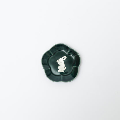 竹村聡子-銀獣豆皿「ウサギ-濃色-b」