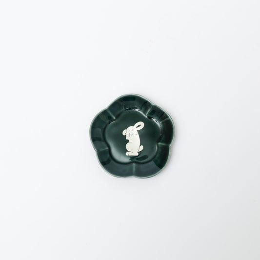 竹村聡子-銀獣豆皿「ウサギ-濃色-b」