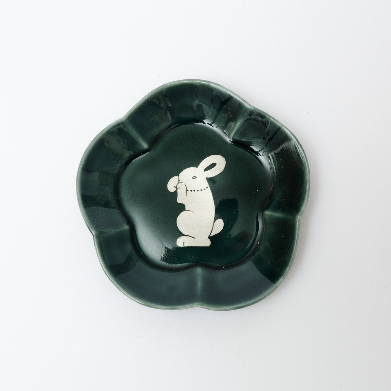 竹村聡子-銀獣豆皿「ウサギ-濃色-b」