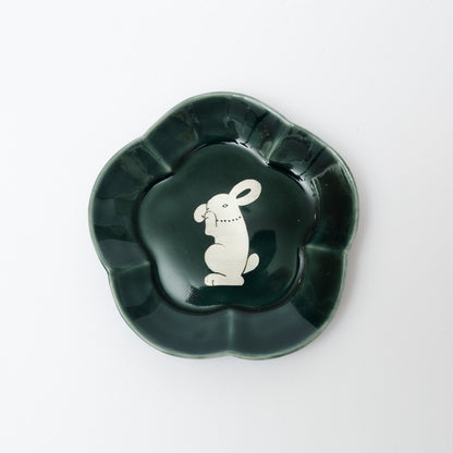 竹村聡子-銀獣豆皿「ウサギ-濃色-b」