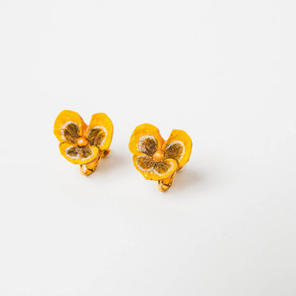 kitona-耳飾り-パンジー-イエロー-イヤリング