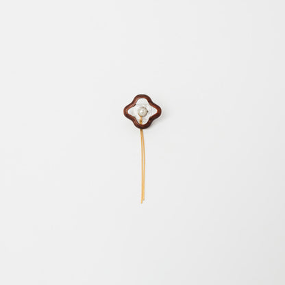 kitona-【片耳】花と樹脂-ブラック-ピアス