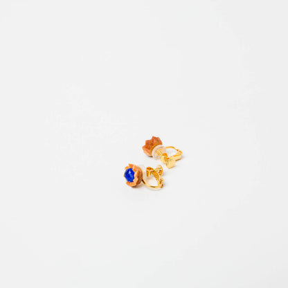 kitona-耳飾り-プリーツフラワーSS-ラピスラズリ-ピアス/イヤリング