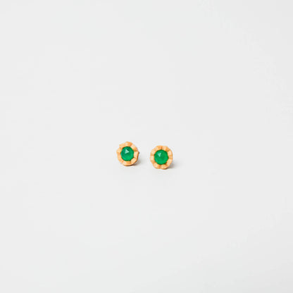 kitona-耳飾り-プリーツフラワーSS-グリーンオニキス-ピアス