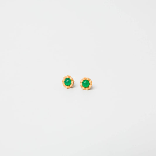 kitona-耳飾り-プリーツフラワーSS-グリーンオニキス-ピアス