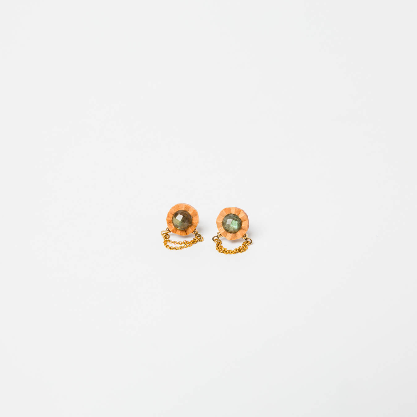 kitona-耳飾り-プリーツフラワーSS【チェーン】-ラブラドライト-ピアス