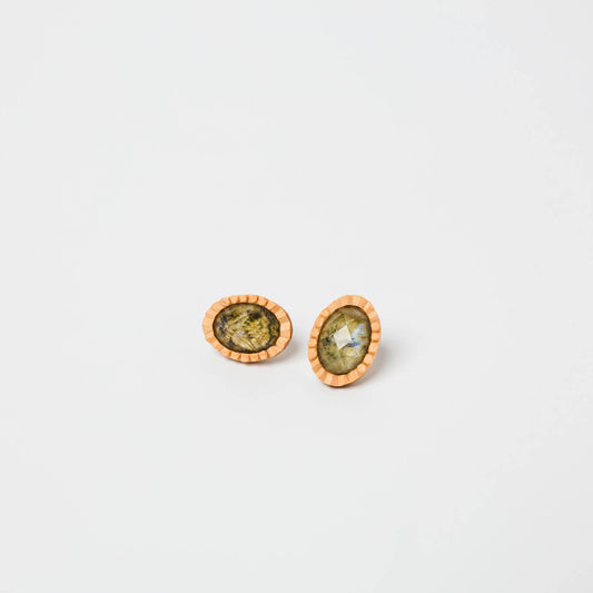 kitona-耳飾り-プリーツフラワーL-ラブラドライト+水晶-ピアス/イヤリング