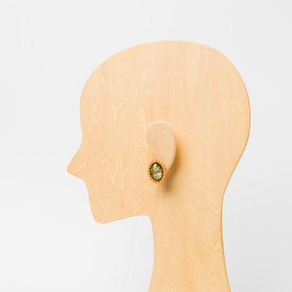 kitona-耳飾り-プリーツフラワーL-ラブラドライト+水晶-ピアス/イヤリング