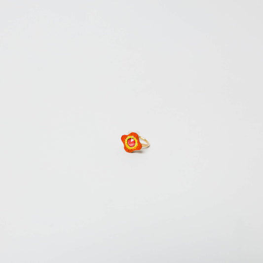 kitona-ミニ花イヤカフ-スワロフオレンジ