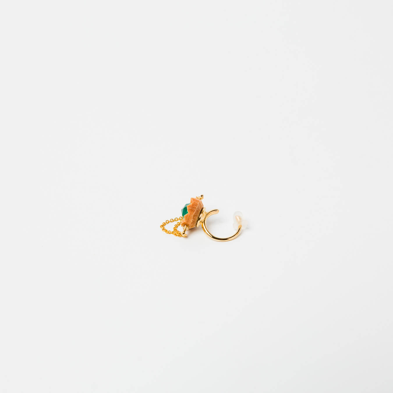 kitona-イヤカフ-プリーツフラワーSS（チェーン付）-グリーンオニキス