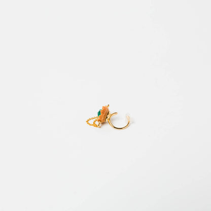 kitona-イヤカフ-プリーツフラワーSS（チェーン付）-グリーンオニキス