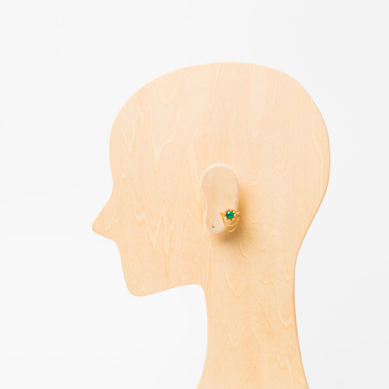 kitona-イヤカフ-プリーツフラワーSS（チェーン付）-グリーンオニキス