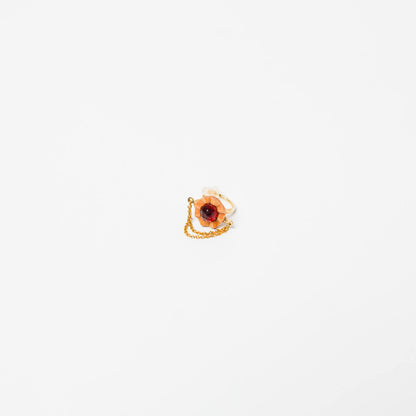 kitona-イヤカフ-プリーツフラワーSS（チェーン付）-ガーネット