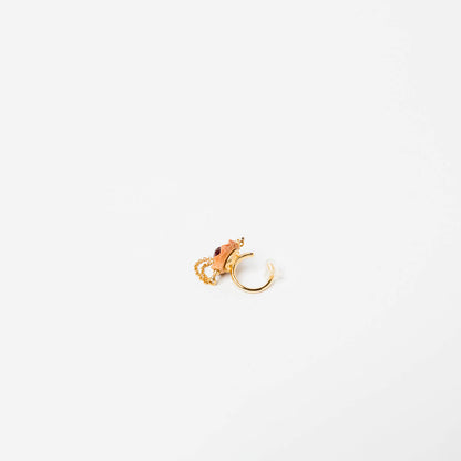 kitona-イヤカフ-プリーツフラワーSS（チェーン付）-ガーネット